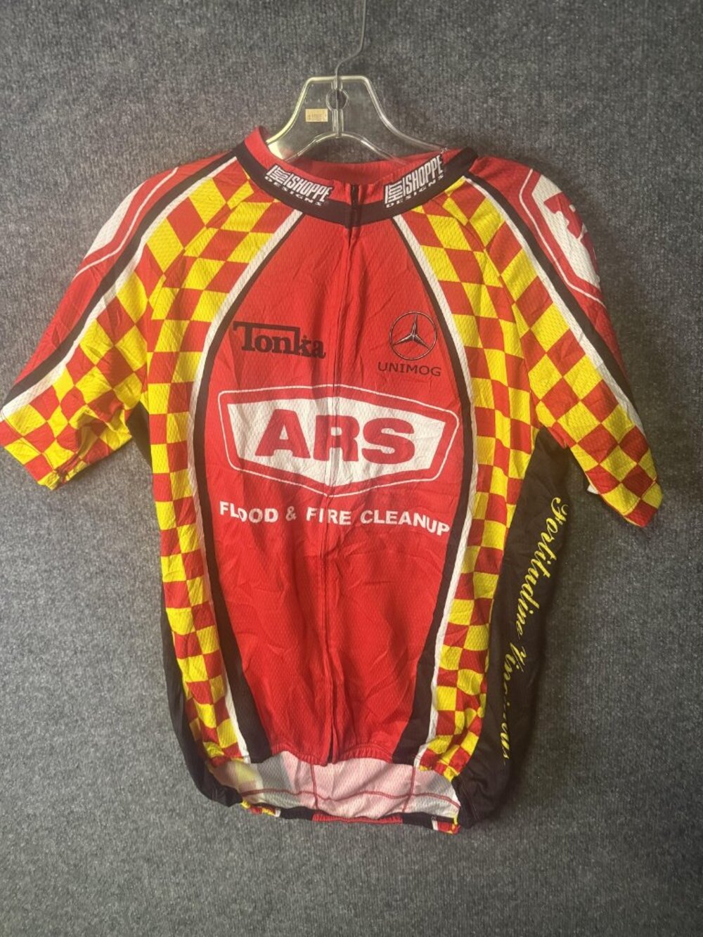 Hot Shoppe Designs Cycling Jersey Mens Large Red Yellow Zip Short Sleeve ARS